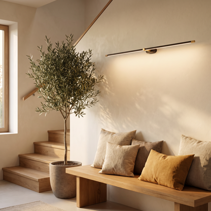 Lumora wall sconce in a cozy reading nook