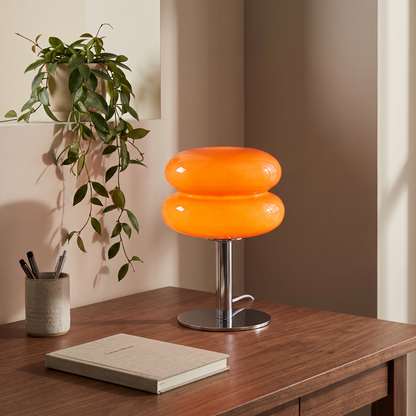 Vetra glass lamp on a home office desk