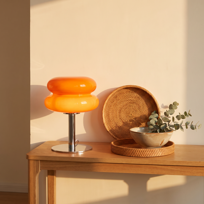 Vetra glass lamp on an entryway console