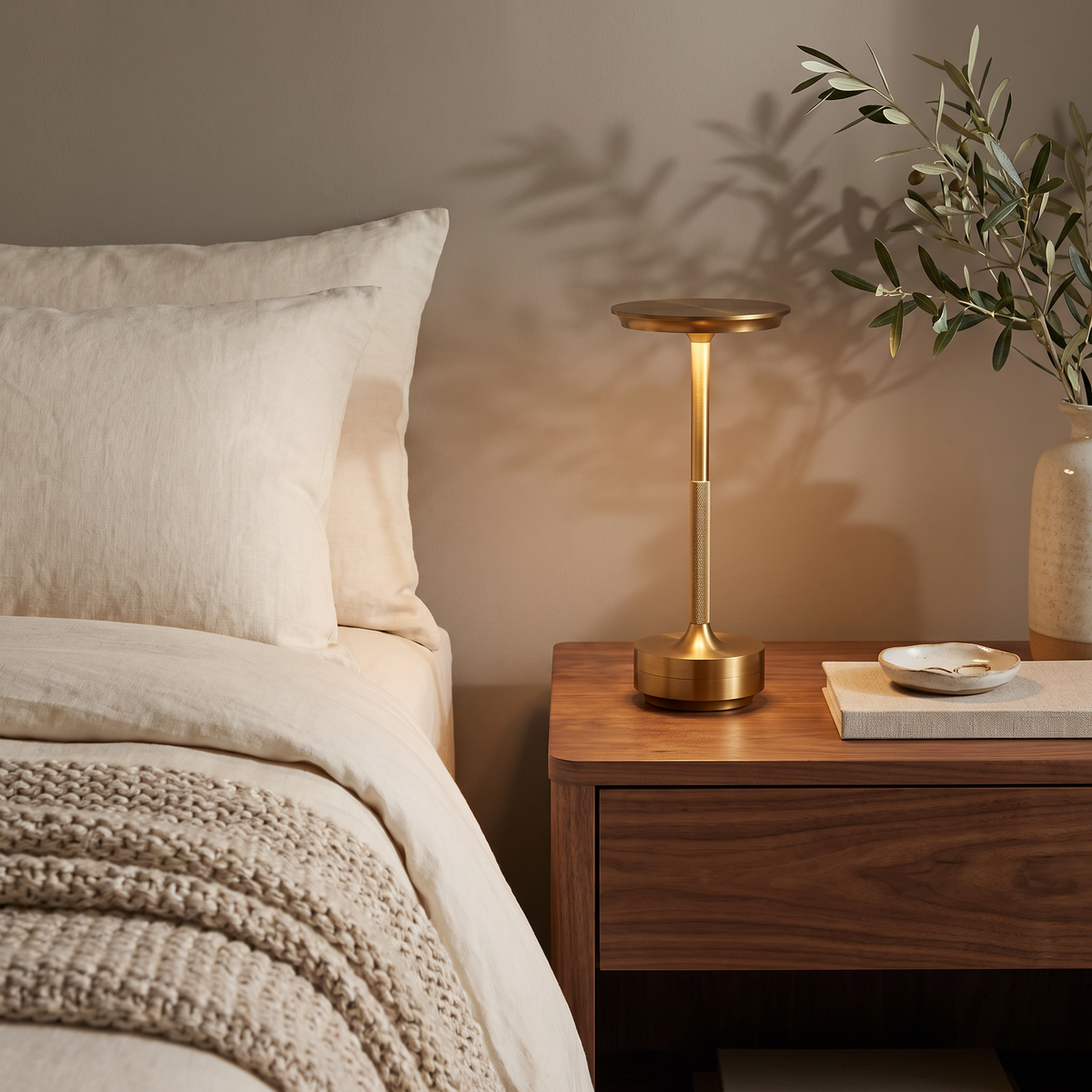 Aurelle cordless lamp on a nightstand